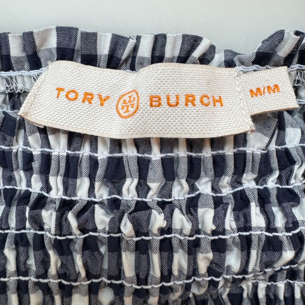 Tory Burch Gingham Cotton Midi Dress | Eyelet Hem | Cottagecore Summer Style M - Picture 6 of 6